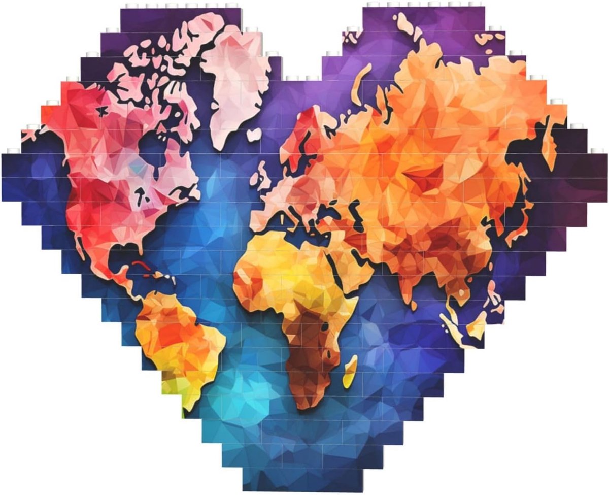 Bouwsteenpuzzel Hart - Gepersonaliseerde Foto - Decoratie Maken - Duurzame Kleurenprint - 23.9 x 20.3 cm - Wit
