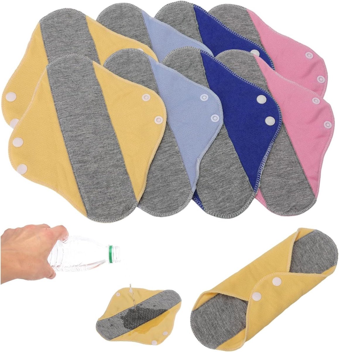 Wasbare katoenen inlegkruisjes, 8 stuks, herbruikbare pads voor dagelijks gebruik, ademend en comfortabel, milieuvriendelijk alternatief voor maandverband