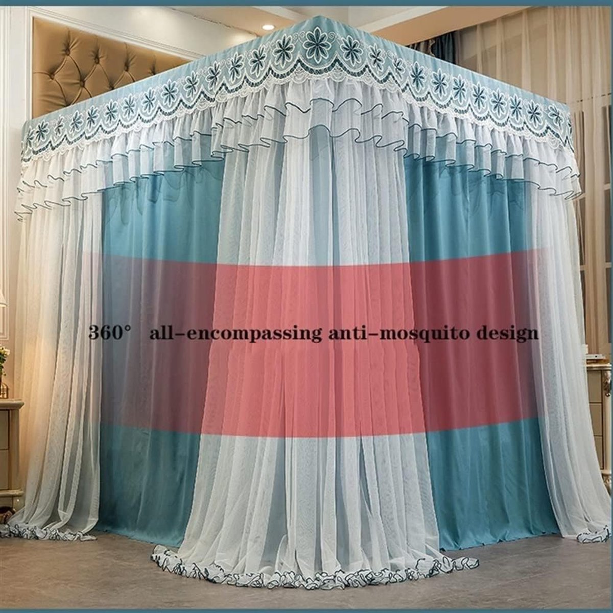 Stalen frame bedhemel - Klamboe gordijn - Slaapkamer decoratie - Robuuste stalen constructie - 180x200cm - Kleur D