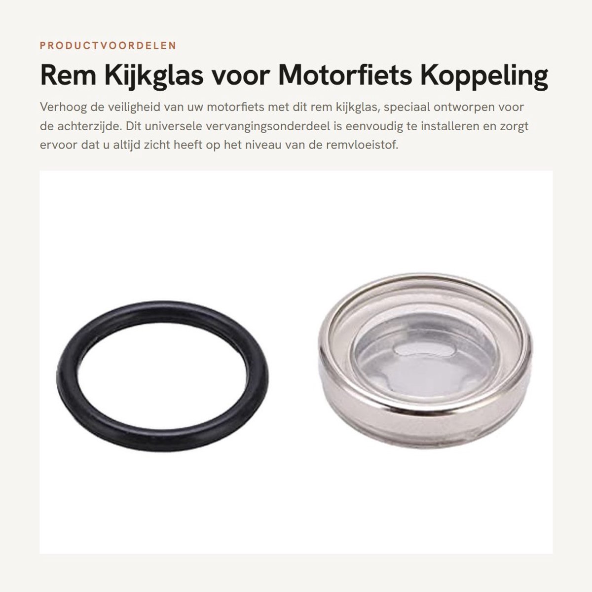 Dailygoods- Kijkglas Motorfiets - Universele Vervanging - Hoofdcilinder Reservoir - Rem Koppeling - 18mm - Rubber Afdichtring - Remreservoir