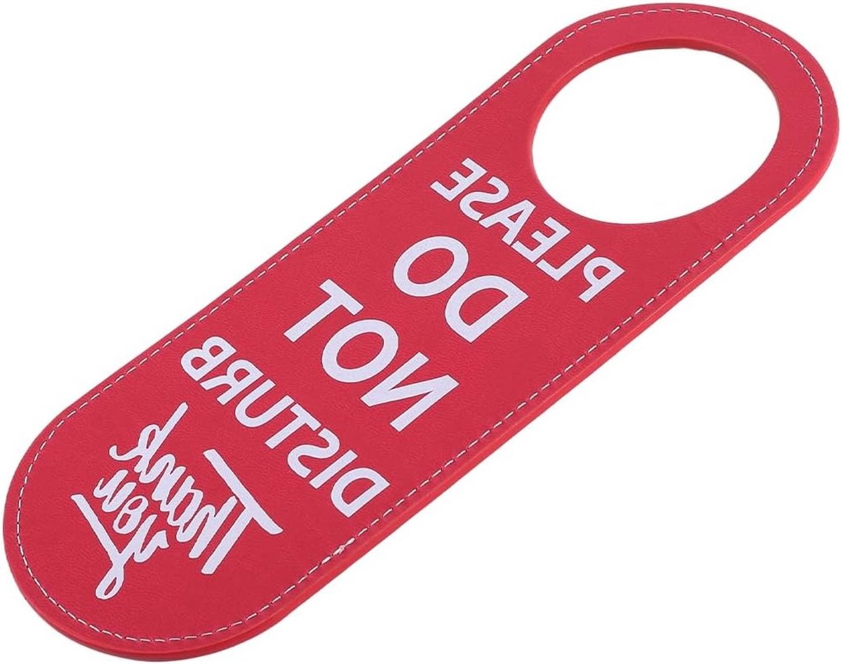 Do Not Disturb Deurhanger Set van PU Leer - Dubbelzijdig Privacybord voor Kantoor, Toilet en Hotels - Grappige Decoratie 22,4 x 8,4 cm
