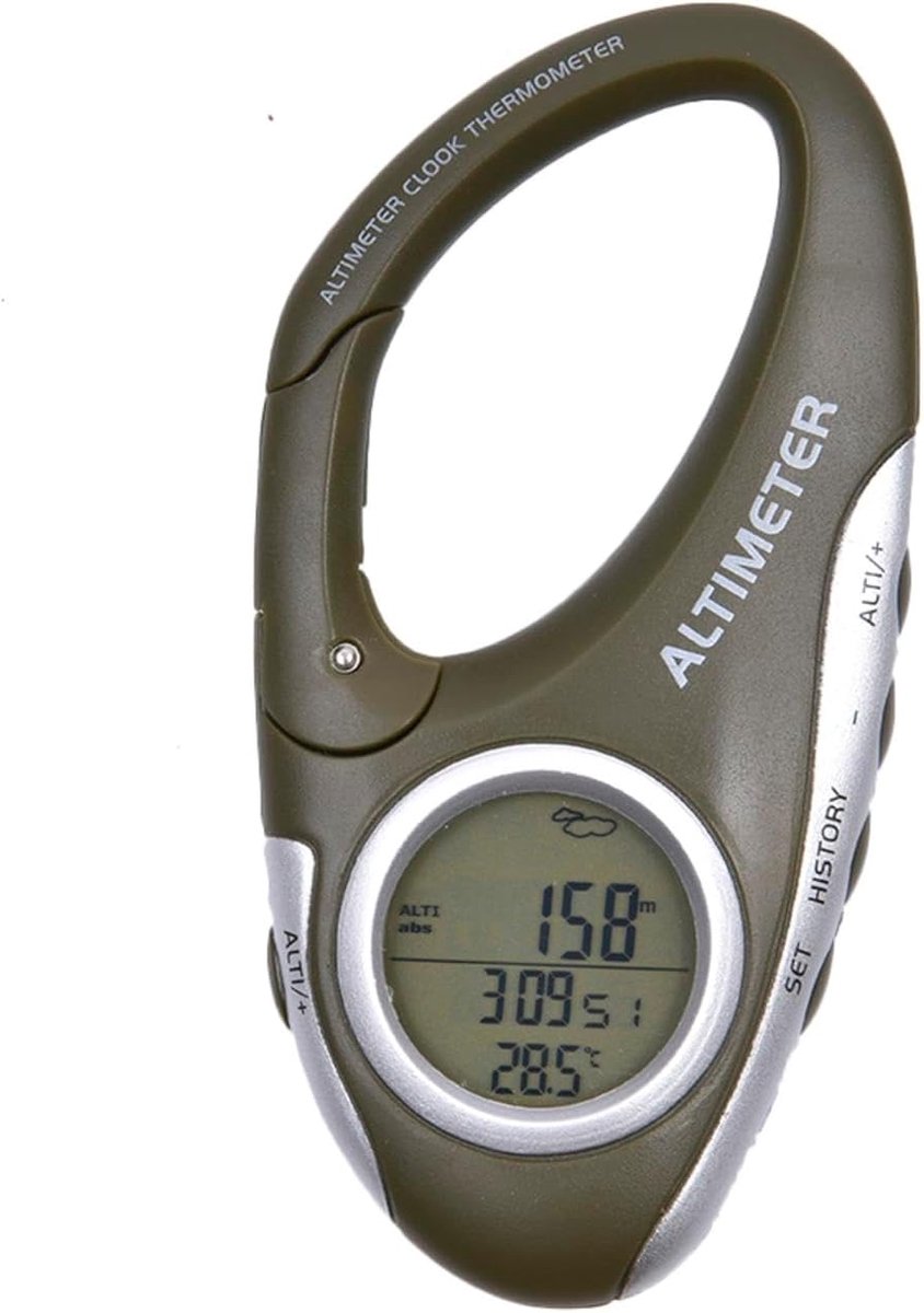 Digitale Hoogtemeter - Barometer Weerstation - Outdoor Activiteiten - Automatische Weersvoorspelling - 9 x 5 x 2 cm - Met Karabijnhaak