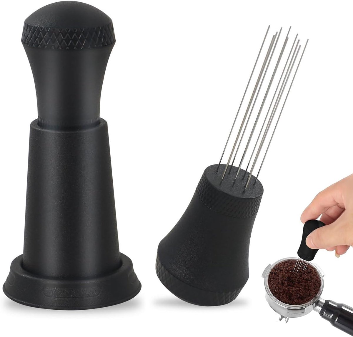 Espresso WDT Tool Koffie Roerder Espresso Bereiding 10 Precisie Naalden 4.5x4.5x9.5 cm Zwart