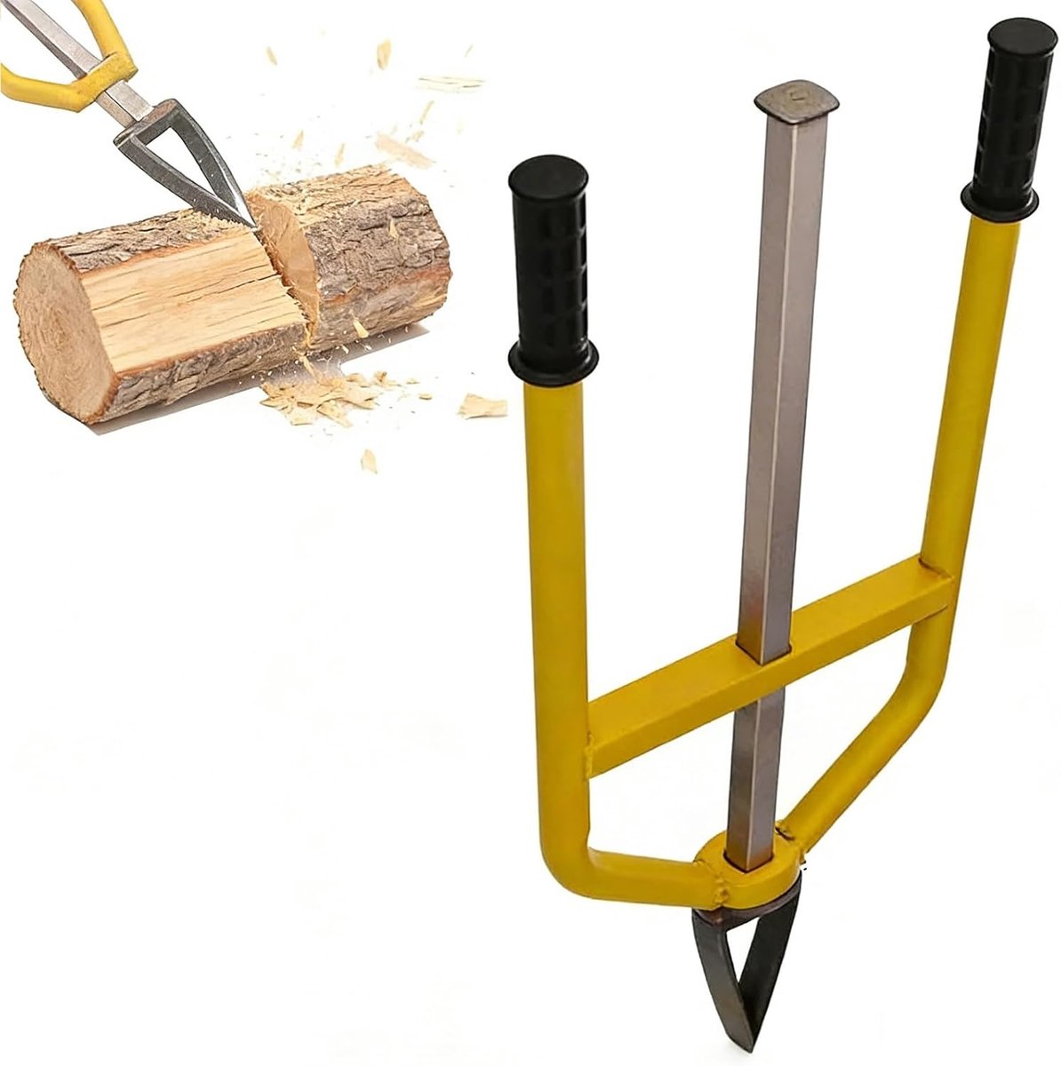 Handbediende Houtsplijter - Brandhout Splijter - Open Haard Voorbereiden - Traagheidsontwerp - Tot 99cm - Zwart