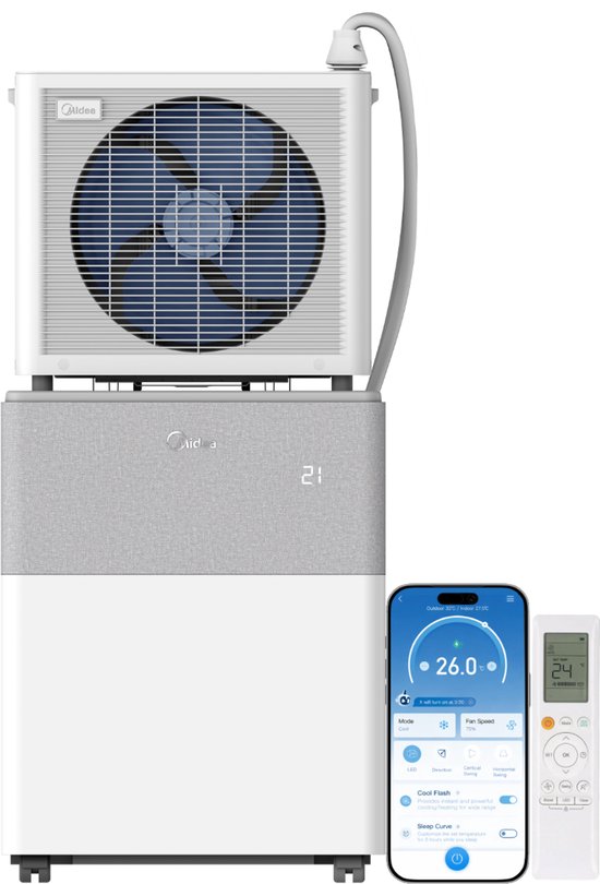 Midea PortaSplit Mobiele Split Airco - 8.000 BTU - Koelen - Met Wifi