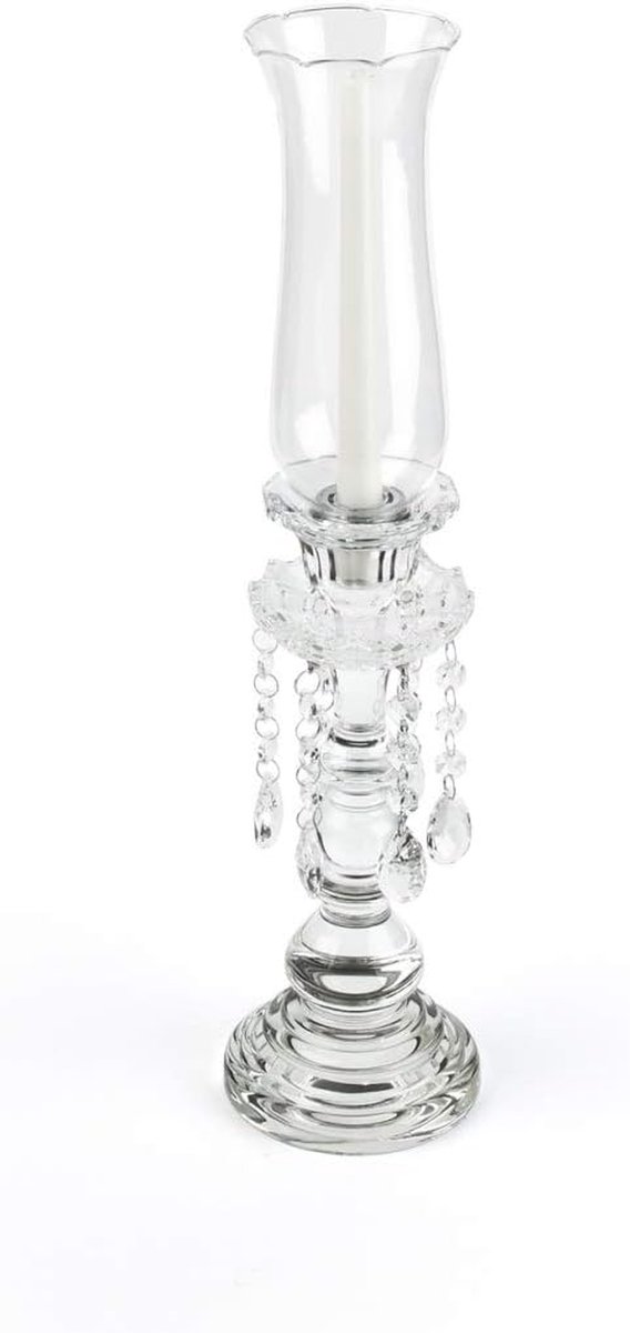 Kandelaar van kristal - Decoratieve houder - Sfeer creëren - Glanzende afwerking - 50 cm hoog - Transparant