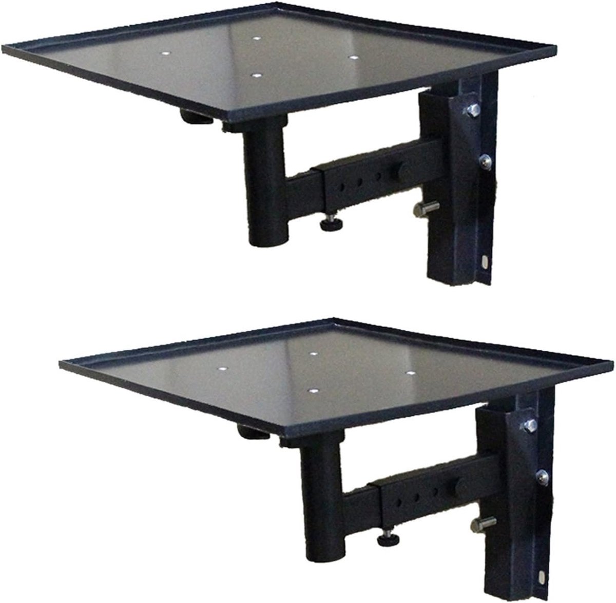 Luidspreker Muurbeugel - Projector Houder - Audio Installatie - Verstelbare Hoek - 35x25 cm Dienblad - Zwart