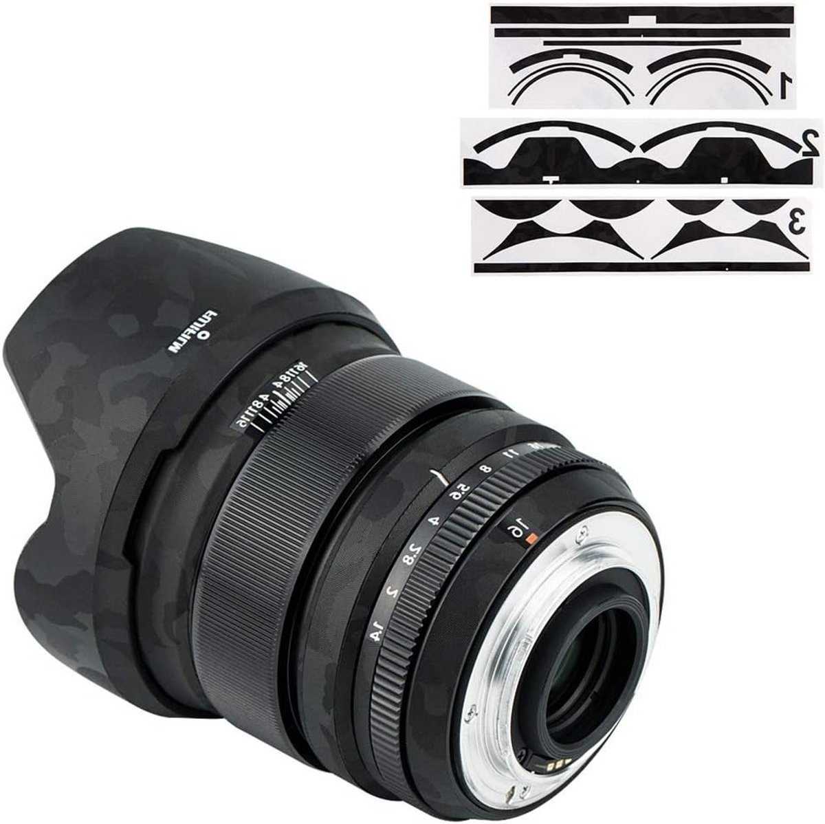 Anti-Scratch Lens Skin Sticker Cover voor 16mm f/1.4 R WR Lens - Beschermende 3M Film Wrap - Camouflage Zwart voor Fotografie en Lensbescherming