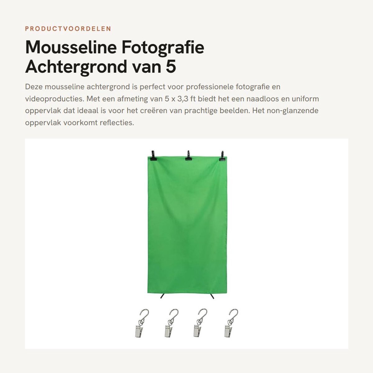 Dailygoods- Fotografie-achtergrond 5 x 3,3 ft - Mousseline Achtergrondscherm - Achtergrondclip - Retouche-groen - Professioneel Design - Duurzaam en Rimpelloos - Greenscreen