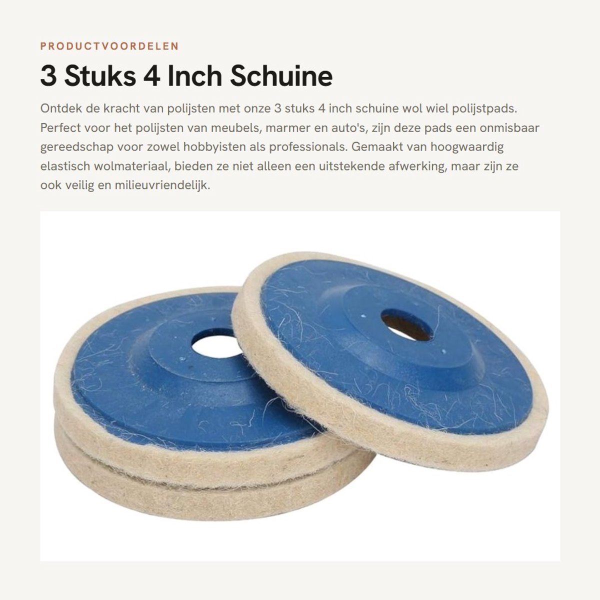Dailygoods- Polijstpad 100mm - Wol Polijstpad - Polijstgereedschap - Slijtvast - Veilig - Duurzaam - Polijstwiel
