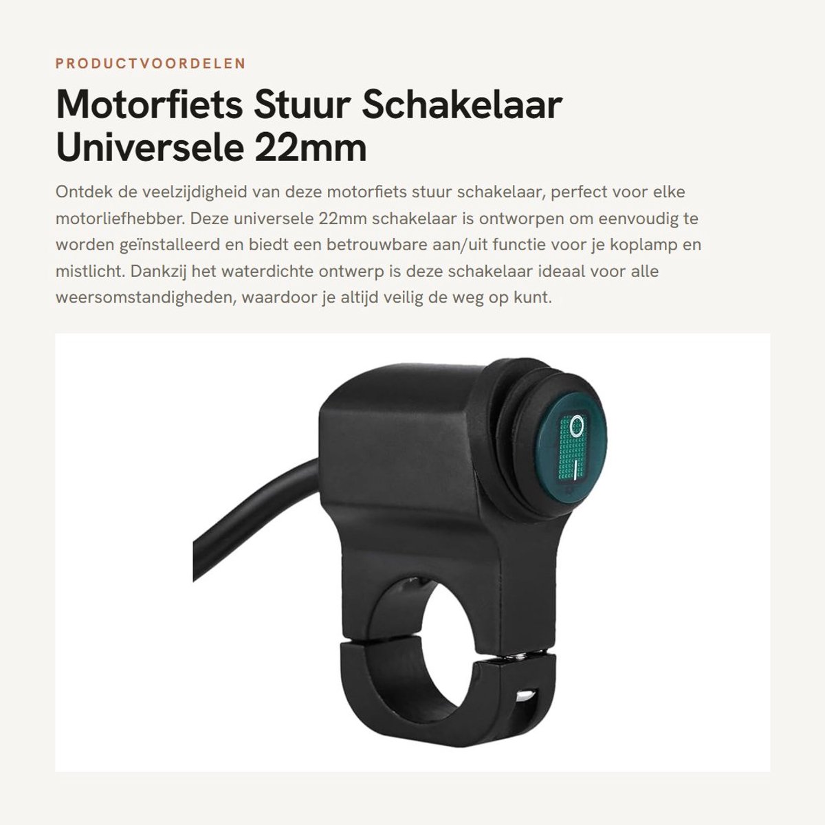 Dailygoods - Motorfiets Stuur Schakelaar - Universele 22mm Schakelaar - Waterdicht ontwerp - Geschikt voor Koplamp en Mistlicht - Handig voor Motorlie...
