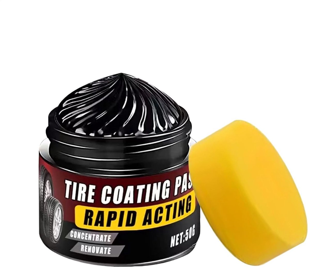 Banden restaurator - Coating pasta - Auto poetsen - Geen polijsten nodig - 50 g - Zwart