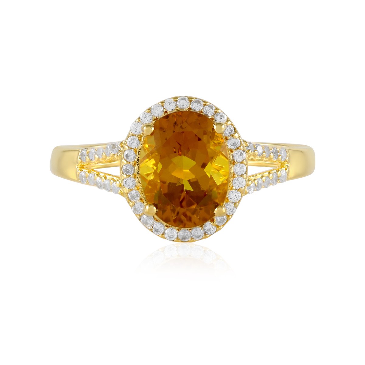 Cavill - Elegante Damesring 925 Sterling Zilver - Braziliaanse Scapoliet 1,48 ct & Tanzaniaanse Zirkonia 0,33 ct - Ovaal Geslepen Edelsteen