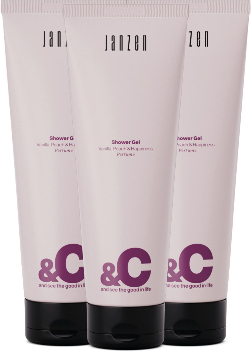 JANZEN Shower Gel &C Vanilla Peach & Happiness 3-pack