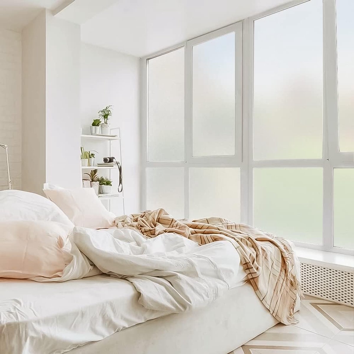 Famanu – Matte raamfolie voor privacy, 60 x 200 cm, niet-klevend en statisch, eenvoudig te installeren