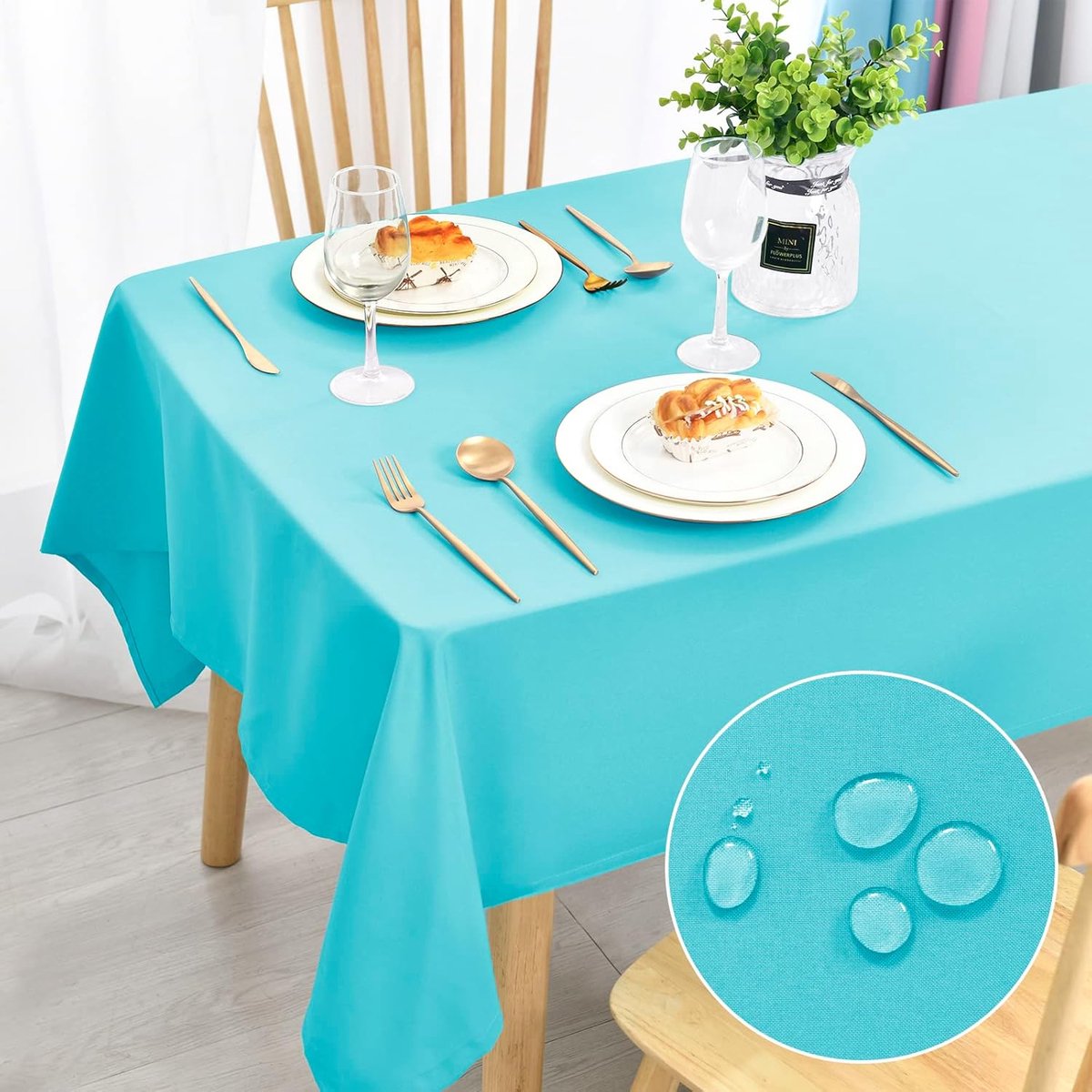 Famanu – Waterdicht tafelkleed van 100% polyester, 140 x 240 cm, vlekbestendig en gemakkelijk te onderhouden, geschikt voor binnen en buiten
