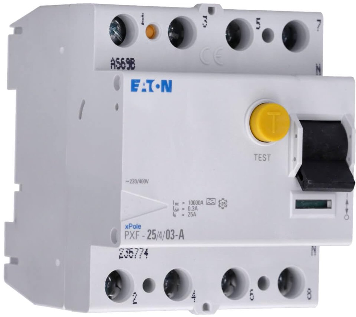 Veiligheidsschakelaar - Stroomonderbreker - Elektrische Beveiliging - Type A - 400 Volt - Grijs