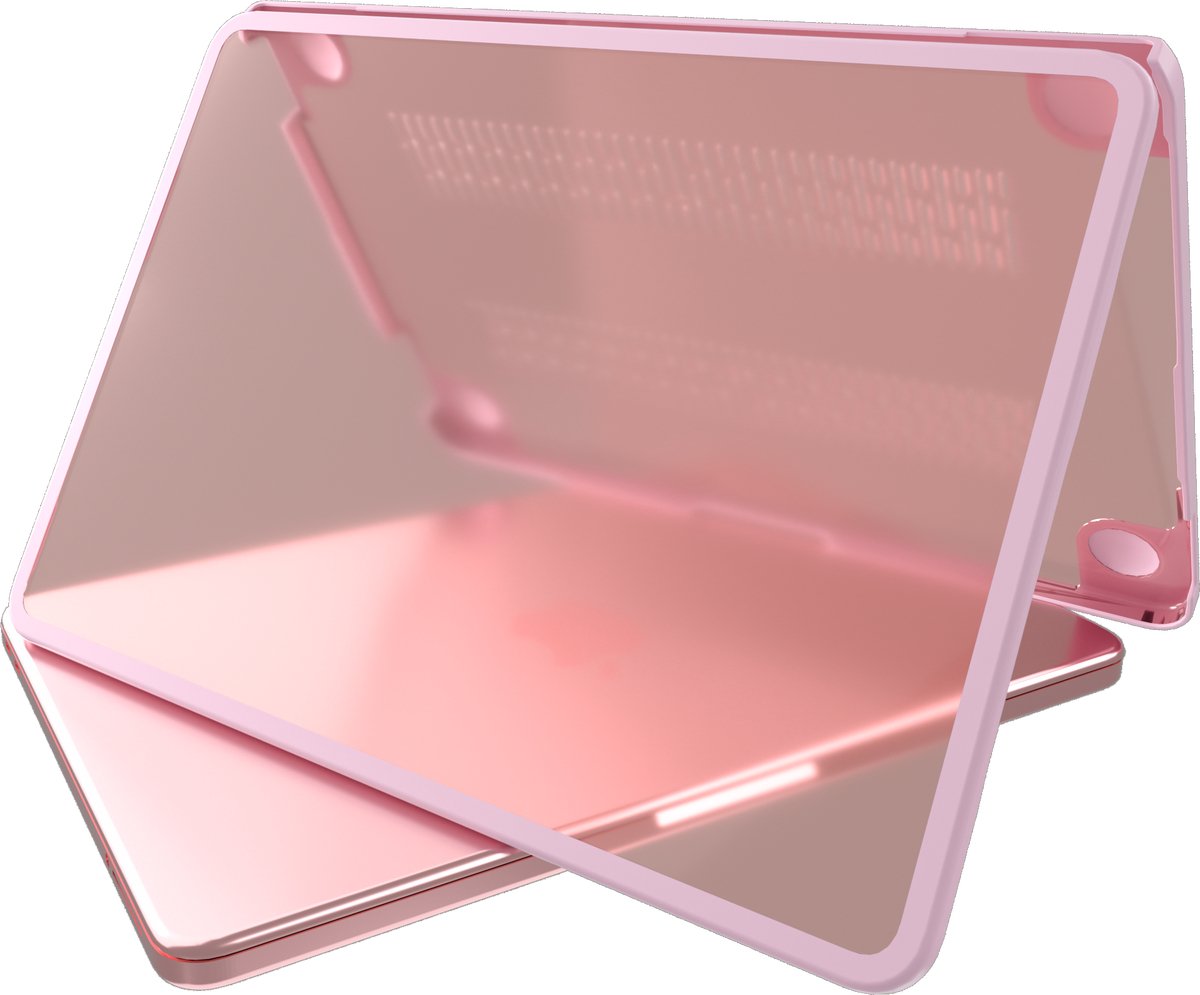 Casemania Hoes Geschikt voor MacBook Neo - Roze/Transparant - Schokbestendige Hardcase met Verstevigde Rand Geschikt voor Apple MacBook Neo A3404 met Ventilatie-openingen