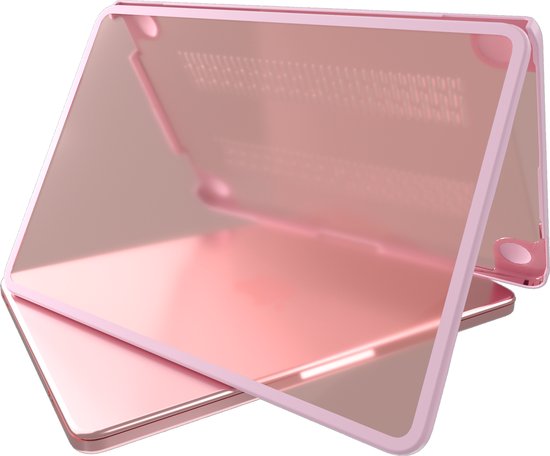 Coque de MacBook Neo rose/transparente, un étui rigide avec bord renforcé.