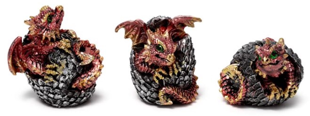 Elements draak uitkomend ei set van 3