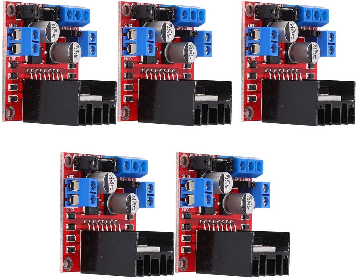 Motor Driver Module - H-brug Controller - Motoren Sturen - Dubbele H-brug - 5 Stuks - Groen