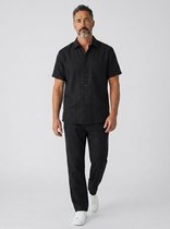 Linnen Zomerset Heren - Oversized Twinset - Linnen Broek Heren - Linnen Overhemd Heren - 7165 - Zwart
