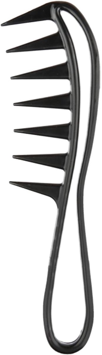 Haarkam - Krulkam - Haar Ontklitten - Brede Tanden - 19 x 6 cm - Zwart