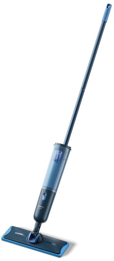 Serpillère électrique Philips OneUp, série 3000, avec patin en microfibre bleu.