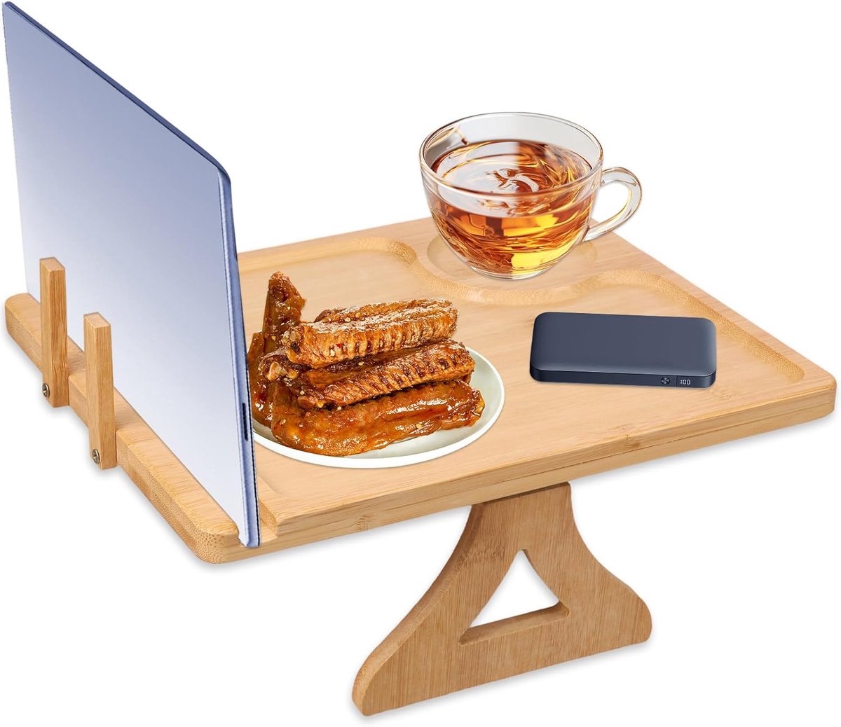 Bank Armleuning Tafel - Dienblad - Drankjes Plaatsen - Verstelbaar Ontwerp - 28 x 23 cm - Houtkleur