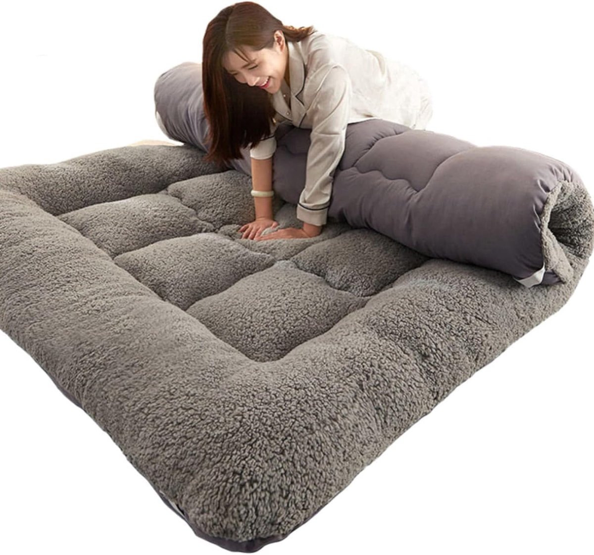 Opvouwbare Matras - Vloermatras Gast - Comfortabel Slapen - Ademend en Zacht - 200 x 220 cm - Grijs