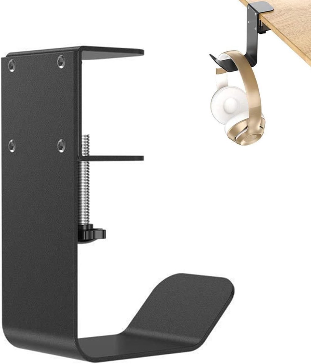 Hoofdtelefoonhouder - Koptelefoonstandaard - Bureau organiseren - Ruimtebesparend ontwerp - 9.2 x 2 x 12.5 cm - Zwart