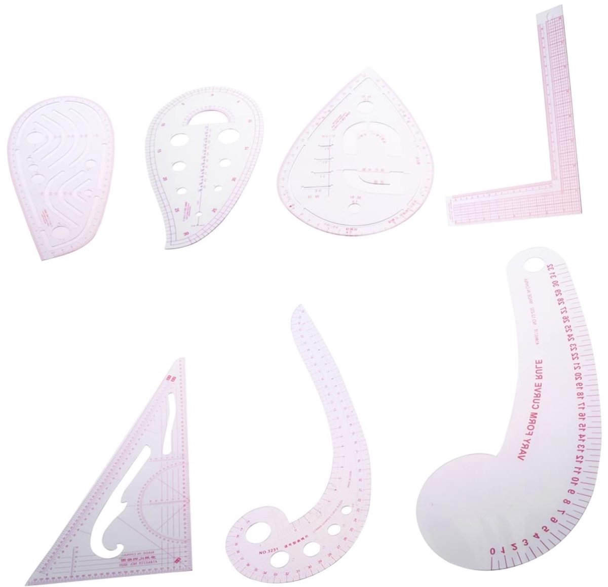 Patroonmaker Set - Tekenhulpmiddelen - Modeontwerp Tekenen - Transparante Design Liniaal - 215 cm - Oranje