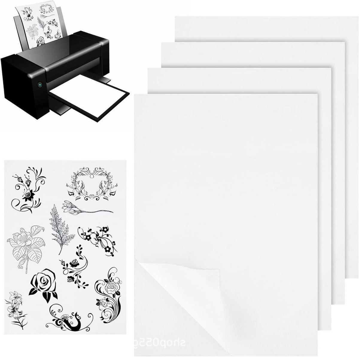 12 vellen zelfklevend borduurvlies A4, wateroplosbaar borduurpapier voor hand- en machinaal borduren, ideaal als borduurstabilisator en voor creatieve projecten