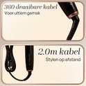Zwarte automatische krultang met 360° draaibare kabel en een 2.0m lange kabel.