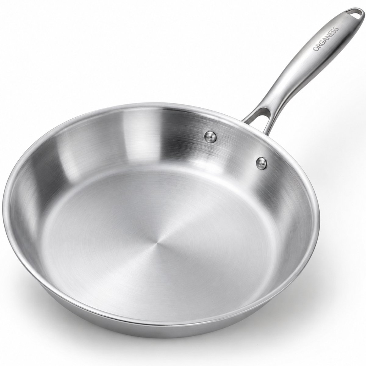 Organess Koekenpan RVS 28 cm – Inductie Pan – Roestvrijstaal – Geschikt voor Alle Warmtebronnen