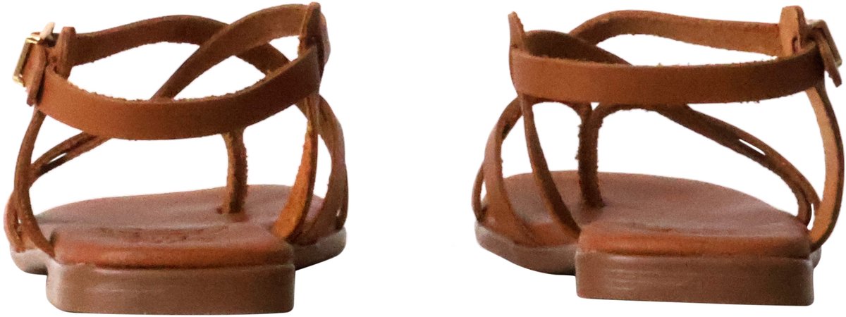 Platte leren sandalen