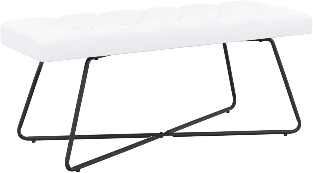 Moderne bank - Zitmeubel gestoffeerd - Extra zitplaats - Geknoopt design - 110 x 40 cm - Wit