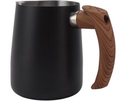 Melkopschuimkan - Opschuimbeker - Latte Art Maken - Puntige Uitloop - 1000 ml - Mat Zwart