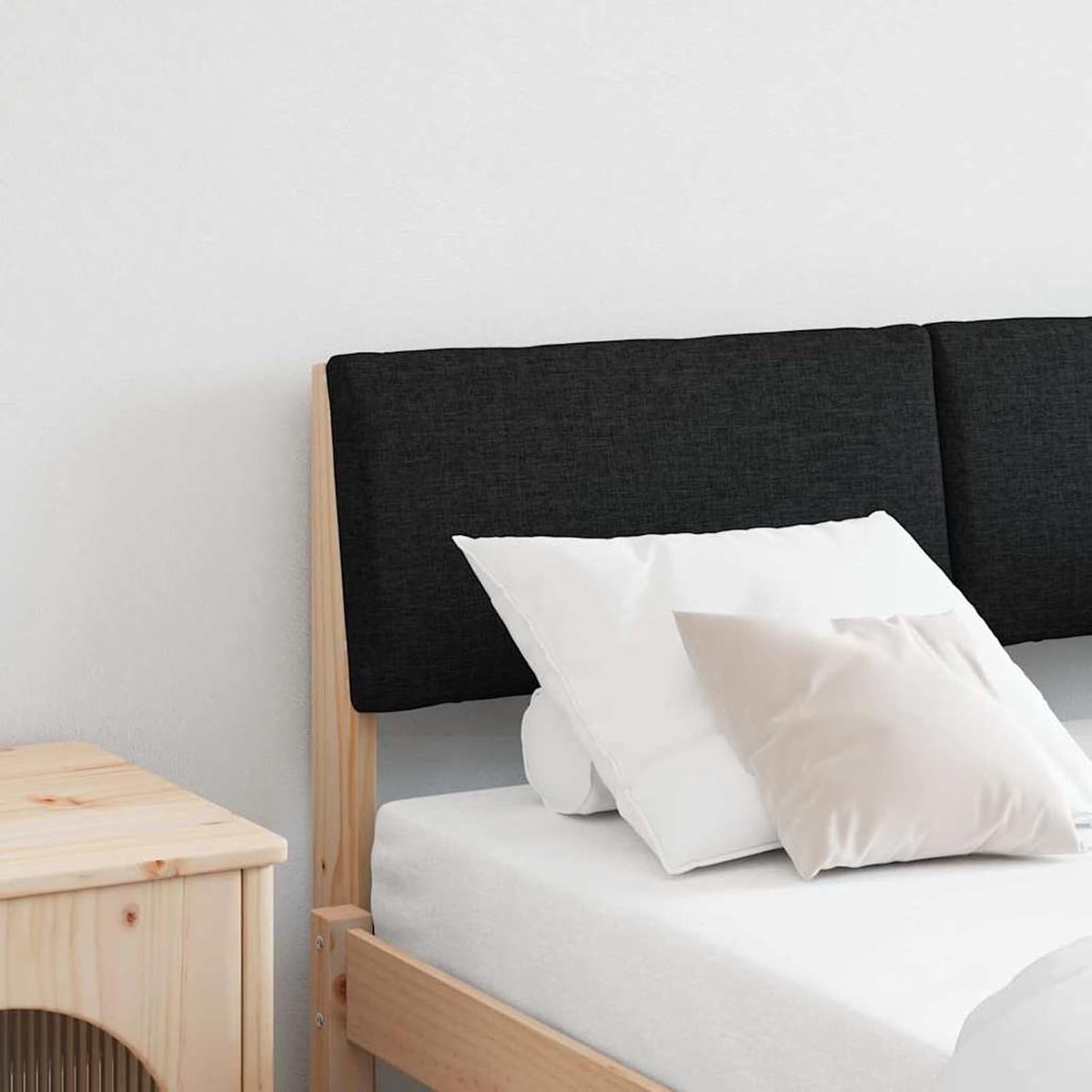 Gewatteerd hoofdeinde - Bed hoofdbord - Slaapkamer decoratie - Massief grenenhouten frame - 120 cm breed - Zwart