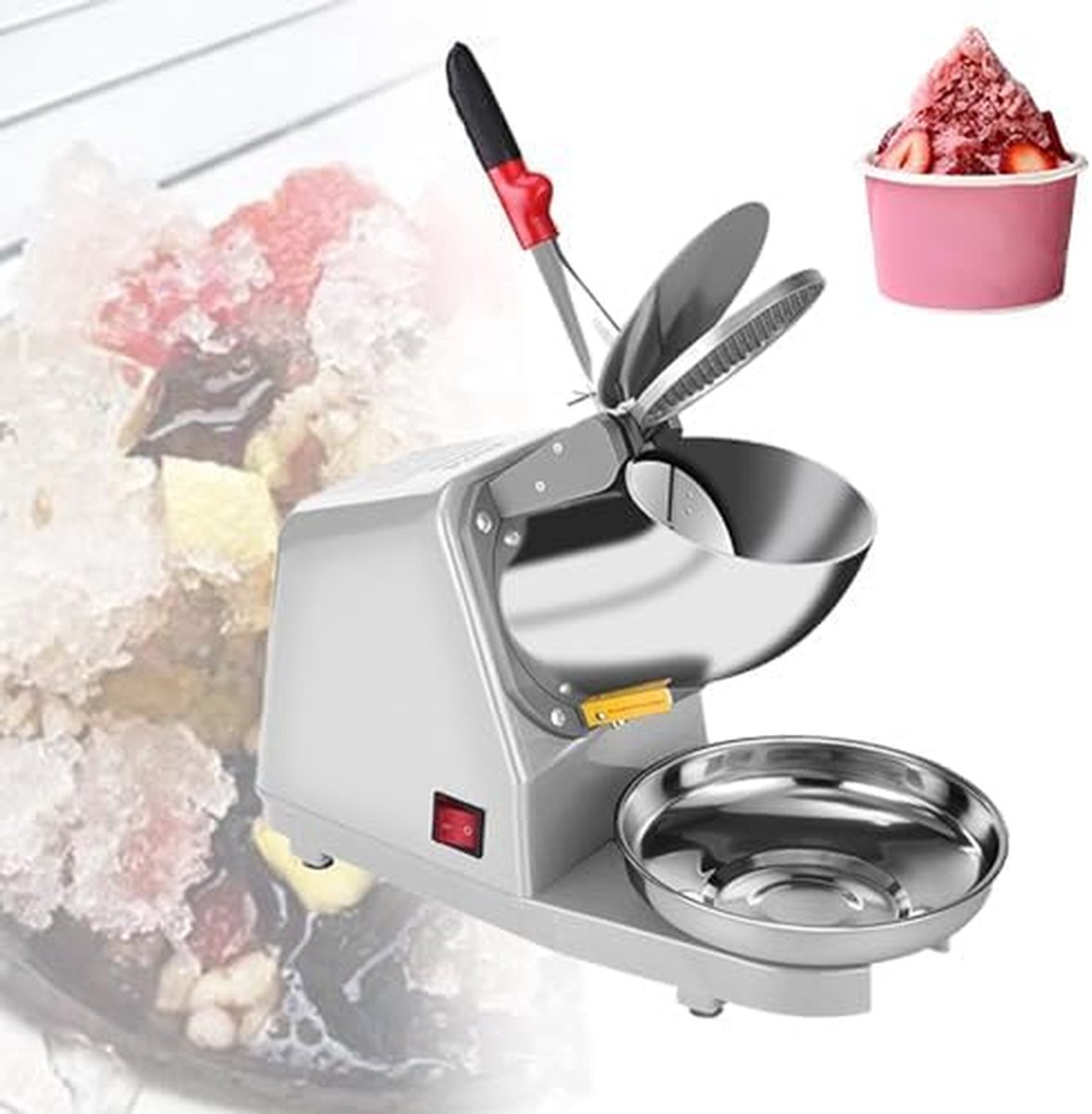 Elektrische Ijsmaalmachine - Ijsbreker - Cocktails Maken - Dubbele Roestvrijstaal Bladen - 85 kg per uur - Zilver