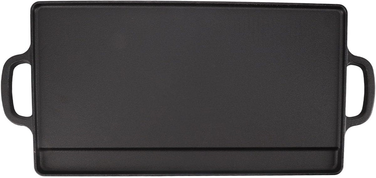 Grillplaat Dubbelzijdig Bakplaat Grill Buiten Koken Gelijkmatige Warmte 52x25 cm Zwart