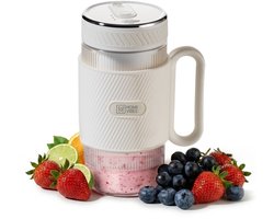 Mini Blender To Go - Draagbare Smoothie Maker - 80W - 500ML - Oplaadbaar - Met Rietje - Ivoor Wit -…