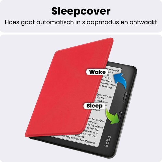 Hoes Geschikt voor Kobo Libra 2 - Luxe E-reader Bescherm Case - Hoesje Book Cover - Rood — afbeelding 3