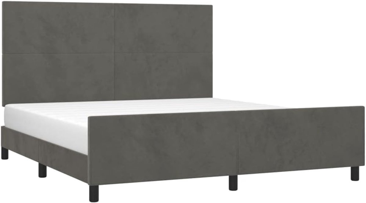 Bedframe met hoofdeinde - Ledikant tweepersoons - Rustgevende slaap - Hoogte verstelbaar hoofdeinde - 180 x 200 cm - Donkergrijs