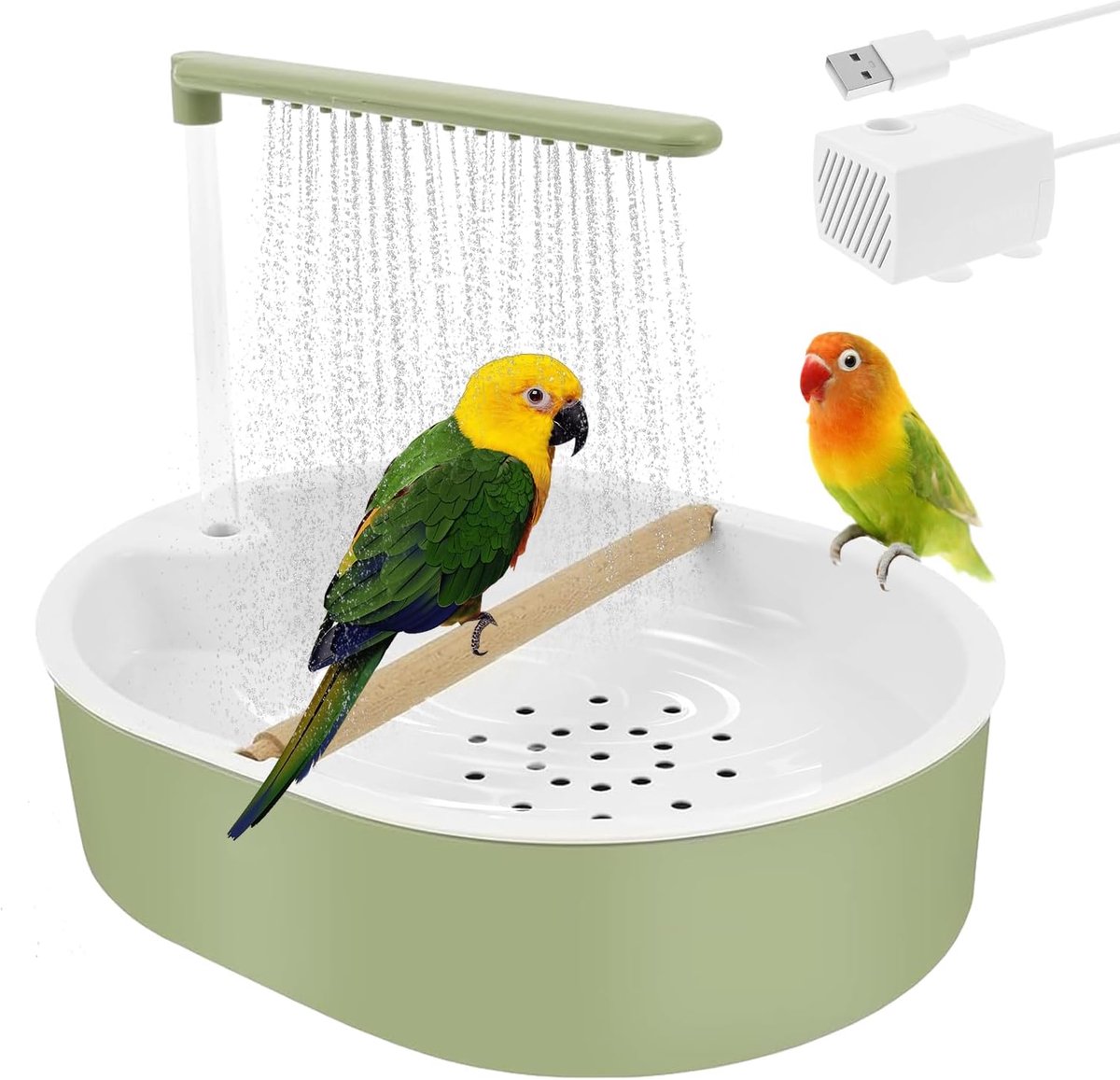 Vogelbad met waterval - Automatische watercirculatie - Voor parkieten - Badhuis voor vogels