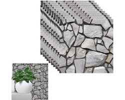 10 Stuks Tegelsticker Antislip - 30 x 30 cm - PVC Vloer Sticker - Imitatiebaksteen Wandtegels - Decoratieve Wandpanelen - Tegelstickers en Muurstickers Keuken - Zelfklevende Tegels - Marmerlook - Milieuvriendelijk