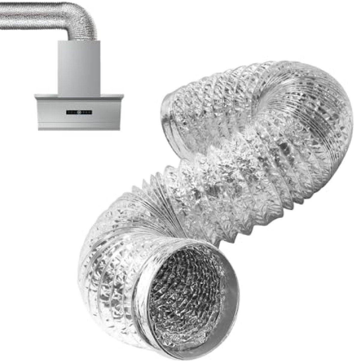 PromoHome Aluminium Flexibele Luchtleiding 2m - 100mm Diameter - Flexbuis voor Airco, Droger, Afzuigkap en Ventilatie