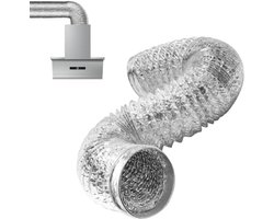 PromoHome Aluminium Flexibele Luchtleiding 2m - 100mm Diameter - Flexbuis voor Airco, Droger, Afzuigkap en Ventilatie