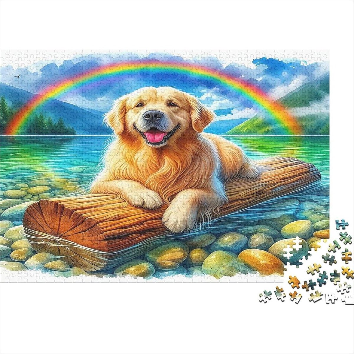 Puzzel 1000 stukjes - Volwassen spel - Ontspanning thuis - Gerecycled karton - 52 x 38 cm - Regenboog