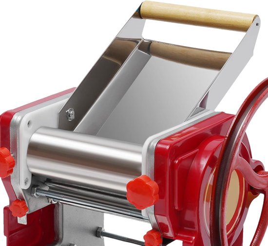 Pastamachine Handmatig - Deegmaker - Verse Pasta Maken - Roestvrij Staal - 16cm Breed - Rood — afbeelding 4